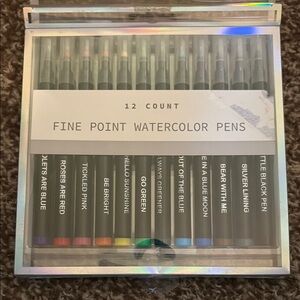 Fine Point Watercolor Pens Set - 12 Count